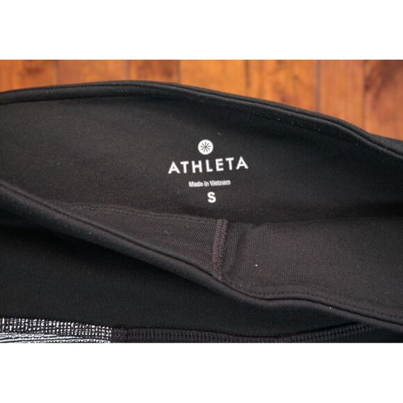 Athleta Women's Leggings Small Colorblock Black White‎ Gray Athletic Pants - Picture 5 of 5